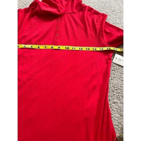 Jones New York hooded pullover top Med red fitted short sleeve sporty athletic - Picture 6 of 8